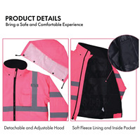 Chaqueta de Alta Visibilidad Unisex para Trabajo de Construcción, con Carcasa Rígida, Impermeable, Reflectante y con Capucha