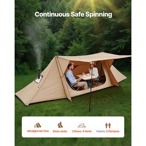Tente d'hiver légère et imperméable pour 2 personnes avec cheminée et 2 poteaux de tente pour le camping - Product Image 4