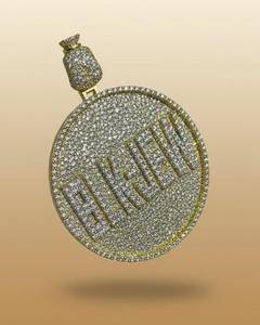 จี้ห้อยคอรูปถุงเงินแบบกำหนดเอง ประดับเพชรโมอิสซาไนต์ VVS พร้อมจี้ชื่อแบบตัวอักษร จี้เงินแท้ 925 จี้ชื่อแบบวงกลมตามสั่ง - Product Image 2