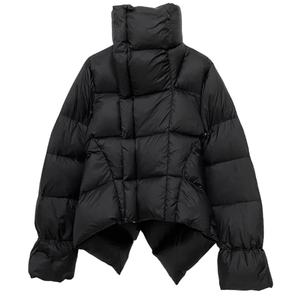 Abrigo acolchado grueso de relleno de ganso blanco de Invierno para mujer, chaqueta de lana estampada de talla grande sólida, transpirable, cuello levantado, a prueba de viento, cálido - Product Image 1