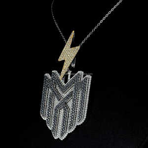 Hip Hop Jewelry Iced Out Black diamond Logo Pendant Double Layer Diamond <b>Tester</b> approved VVS Moissanite Luxury Custom Pendant - Product Image 3