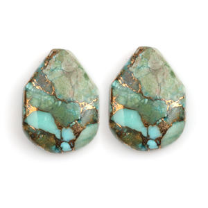 Prix d'usine Cabochon en chrysocolle naturelle calibré 11x15mm, forme fantaisie, dos plat, pierre précieuse en vrac pour la fabrication de bijoux - Product Image 1