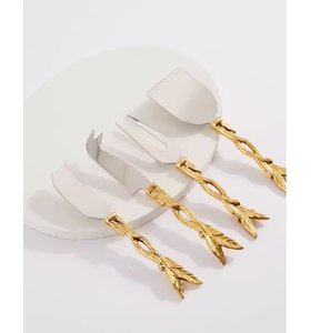 Precios de Oferta: Set de Queso Metálico para Cocina, Cuchillo para Frutas y Cortador de Mantequilla con Mango de Latón con Diseño de Ramas - Product Image 3