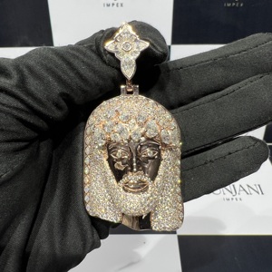 Colgante de Lujo para Hombre de Plata de Ley 925, Chapado en Oro, Estilo Hip Hop, con Diseño de Jesús y Diamantes VVS Certificados IGI, Amuleto de la Paz para Fiestas - Product Image 5