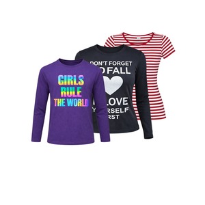 T-shirt à manches longues pour femmes, col rond, décontracté, imprimé avec des lettres, automne - Product Image 1