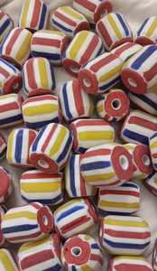 Wholesale Fancy Glass Chevron Beads Red Green Blue Yellow Black White Mix <b>Big</b> Size Kalinga Bulk - Product Image 3