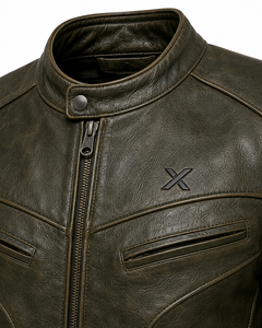Chaqueta de Motocicleta de Cuero Retro |   Negro Oliva Marrón |   Fabricante OEM ODM |   Diseño de Calidad Premium |   Transpirable |   Resistente al viento - Product Image 4