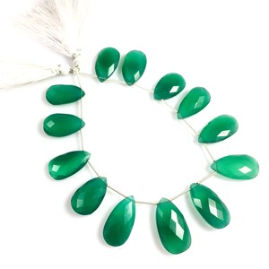 Perles de pierres précieuses en onyx vert en forme de poire, 10 pouces, pour la fabrication de bijoux, vente en gros - Product Image 3