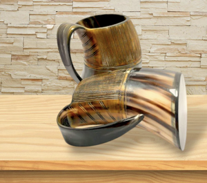 Tasse à corne à boire Viking Tasse à chope en corne de boeuf médiévale authentique par Tayyab Handicraft Agate - Product Image 4