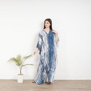 Womens Blue Printed <b>Kaftan</b> Maxi Dress Loose Fit Boho Beach Cover Up <b>Long</b> Lounge Dress - Product Image 3