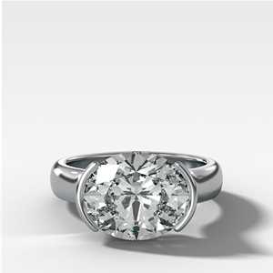 IGI 3Ctw Diamond Engagement <b>Rings</b> 14K Solid Gold East West Half Bezel Oval Cut Lab Grown Solitaire <b>Chunky</b> Modern Wedding Jewelry - Product Image 5