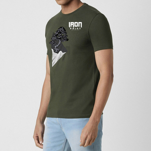 T-shirt à manches courtes pour homme, vert olive, col rond, décontracté, haute qualité, personnalisable - Product Image 6