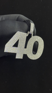 Iced Out Forty Number Pendant Necklace Luxury Hip Hop Numeric Charm Micro Pave Stone Bling Silver Tone - Product Image 5