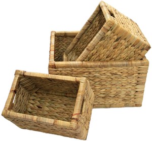 Best Selling Large Handwoven Rectangle Water Hyacinth Storage <b>Basket</b> Luxury Home Laundry Clothes <b>Basket</b> High Quality <b>Handles</b> - Product Image 4