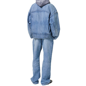 Chaqueta vaquera premium personalizada para hombre sin solapa, de algodón lavado vintage, estilo oversize, ropa de calle, fabricante OEM, marca privada - Product Image 6