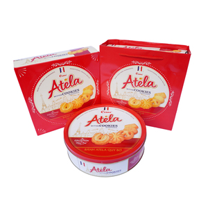 Venta al por mayor ODM OEM de alta calidad ingredientes frescos naturales galletas de mantequilla dulce 320g caja de lata roja - Product Image 2