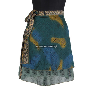 Minifalda Cruzada de Alta Calidad para Mujer, Estilo Vintage, de Seda, Tipo Sari, Corta, de 2 Capas, 2026 - Product Image 1