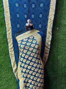 Sari en soie bleu roi dessiné à la main pour femme, traditionnel indien pakistanais, longueur ras du sol, ethnique, coupe classique, toutes saisons - Product Image 6