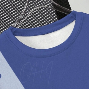 Camiseta Personalizada Azul y Blanca, 100% Algodón Ecológico, Transpirable, con Logotipo OEM, Cuello Redondo, Manga Corta, Informal, para Hombre y Mujer - Product Image 3