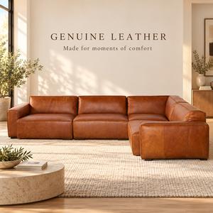 Modern L Shape Genuine Leather Sectional Sofa Modular Design Cushion Back Square Arm Eco-Friendly School Workshop Park Use - Product Image 3