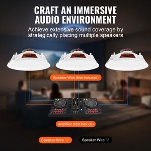 4 enceintes encastrables de 8 pouces, 100 Watts, système de plafond encastré, sensibilité 89 dB, impédance 8 Ohms, pour usage intérieur - Product Image 6