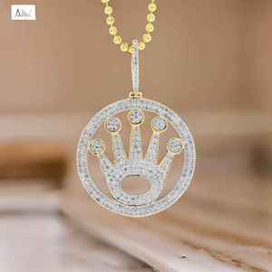 จี้มงกุฎแท้ประดับเพชรโมอิสซาไนต์ทรงกลม เงินแท้ 925 สำหรับทั้งชายและหญิง เครื่องประดับอัญมณีชั้นดี ของขวัญ - Product Image 4