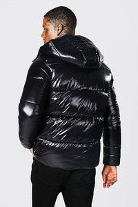 เสื้อแจ็คเก็ตพัฟเฟอร์บุผ้าฝ้ายสำหรับผู้ชาย กันลม เป็นมิตรกับสิ่งแวดล้อม ดีไซน์ลำลองแบบแพทช์เวิร์ค สไตล์ไฮสตรีท ทรงปกติ สีดำเทา - Product Image 5