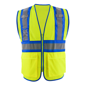 Gilet de sécurité haute visibilité pour hommes, maille réfléchissante respirante, fermeture éclair, rayures jaunes, poches, vêtements de sécurité légers - Product Image 2