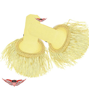 Epaulettes de hombro con flecos de Mylar y alambre de color amarillo claro, ecológicos, estilo vintage, con borlas. - Product Image 1