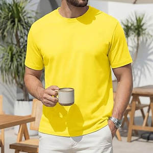 Vêtements de sport personnalisés pour hommes |   T-shirt de performance en polyester jaune citron de qualité supérieure, 200 g, séchage rapide, pour le sport |   Gymnase en gros - Product Image 3