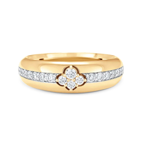 Anillo de Eternidad de Oro Amarillo con Diamantes y Diseño Floral, Engaste en Canal, Joyería Fina Clásica para Mujer - Product Image 1