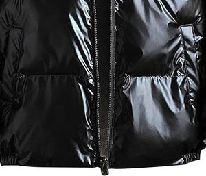 OEM LOW MOQ High Quality Coated <b>Canvas</b> Glossy Puffer Jacket Waterproof Breathable Oversized Streetwear Hoodie Thin Patchwork - Product Image 5