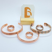 Ensemble de bracelet et bague en cuivre ethnique indien vintage avec pierre magnétique, bijoux unisexes fabriqués en Inde