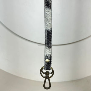 New Personalized Hair On Cowhide Leather Neck Strap Lanyards Metal Clips for ID Cards <b>Badge</b> <b>Holder</b> Real Leather Office Products - Product Image 4