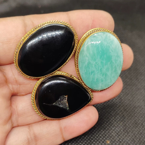 High Quality Macrame Pendant Lot Mixed Gemstone Crystal Brass Grooved Pendant Bezel Setting Wholesale Price Fashion Pendants - Product Image 1