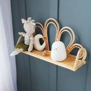 <b>Rustic</b> Flower Petal Rattan wall-mounted <b>shelf</b> Long Woven Bamboo Floating Rack Baby Nursery Room Decorative Toy Storage <b>Shelf</b> - Product Image 5