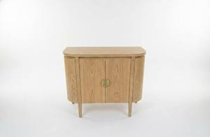 Consola Lateral Curva de Roble Macizo Moderno, Mueble de Almacenamiento Minimalista, Aparador Compacto, Consola Redondeada, Ecológica y Resistente al Agua - Product Image 3