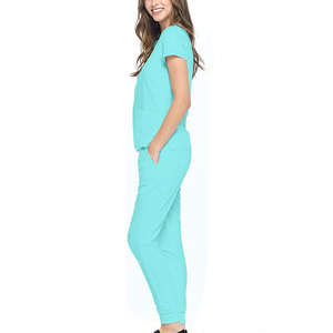Ensemble de tenue médicale pour femmes, haut à col en V à manches courtes, pantalon à cordon de serrage, uniforme d'infirmière, hôpital, vêtements de travail doux et respirants - Product Image 4