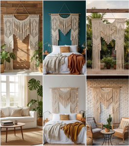 Rideau mural en macramé fait main, style bohème, lourd, pour la décoration de cérémonies, de fêtes, de maisons, d'événements, de réceptions et d'hôtels - Product Image 6