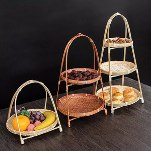 Panier rustique en bambou tressé fait main, plateau plat pour service ou décoration, écran rond en bambou tressé, panier écran. - Product Image 5