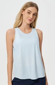 Camiseta sin mangas para mujer, para gimnasio, entrenamiento, yoga, correr, de secado rápido, transpirable, deportiva, con logo personalizado frontal. - Product Image 4
