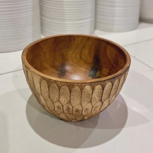 Cuencos de madera de mango hechos a mano |   Opciones de acabado liso y tallado a mano |   Tazón de Madera Natural para Servir |   Cocina Ecológica - Product Image 4