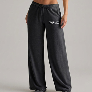 OEM/ODM Polyester/Cotton Blend Wide Leg Breathable Winter <b>Lace</b> Embroidery Jogger Pants Women Custom Logo Hip Hop Style - Product Image 4