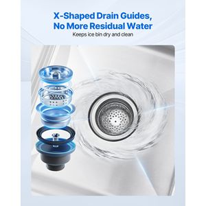 Contenitore per Ghiaccio Commerciale in Acciaio Inox con Coperchio Scorrevole, Capacità Massima 49,4 Qt, 18 X 18 X 33 Pollici, Vasche per Bevande con Portabottiglie - Product Image 4