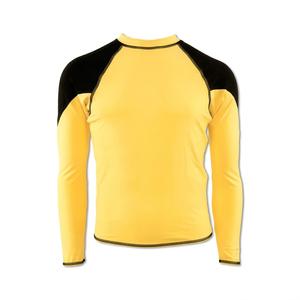 Rashguard OEM de haute qualité en Lycra Spandex jaune et noir à manches raglan pour entraînement BJJ MMA, vêtements de sports nautiques et de surf - Product Image 1