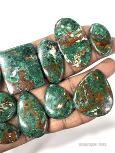 Chrysocolle verte naturelle, pierres précieuses en vrac, cabochons de formes et tailles variées, environ 20 à 30 mm - Product Image 6