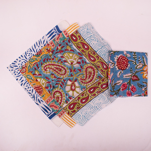 Handkerchiefs Cotton Vintage Block Print Bandana Paisley Floral Design India Made Eco-Friendly Men's Summer Face <b>Wraps</b> - Product Image 2
