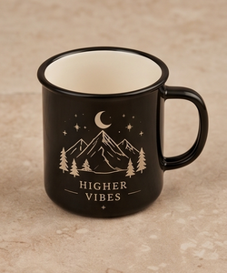 Glossy <b>Black</b> Iron Enamel Mug Higher Vibes Mountain Moon Print Metal Coffee <b>Cup</b> Wholesale Factory Direct Supply Partner Hub - Product Image 4