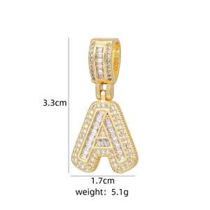 จี้สร้อยคอฮิปฮอปอักษรภาษาอังกฤษ A-Z ชุบเงิน ประดับเพชรโมอิสซาไนต์เต็มตัวอักษร 26 ตัว ดีไซน์ทันสมัยสำหรับผู้หญิง - Product Image 3