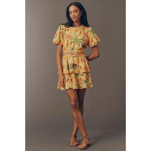 Robe mini à volants ceinturée en coton 100% Anthropologie, très demandée, idéale pour les tenues décontractées, quotidiennes, de soirée et d'été. - Product Image 3